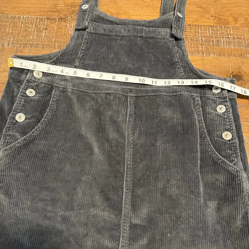 American Eagle Charcoal Grey Corduroy Overall Pinafore Dress Size Small Classic - Picture 3 of 9